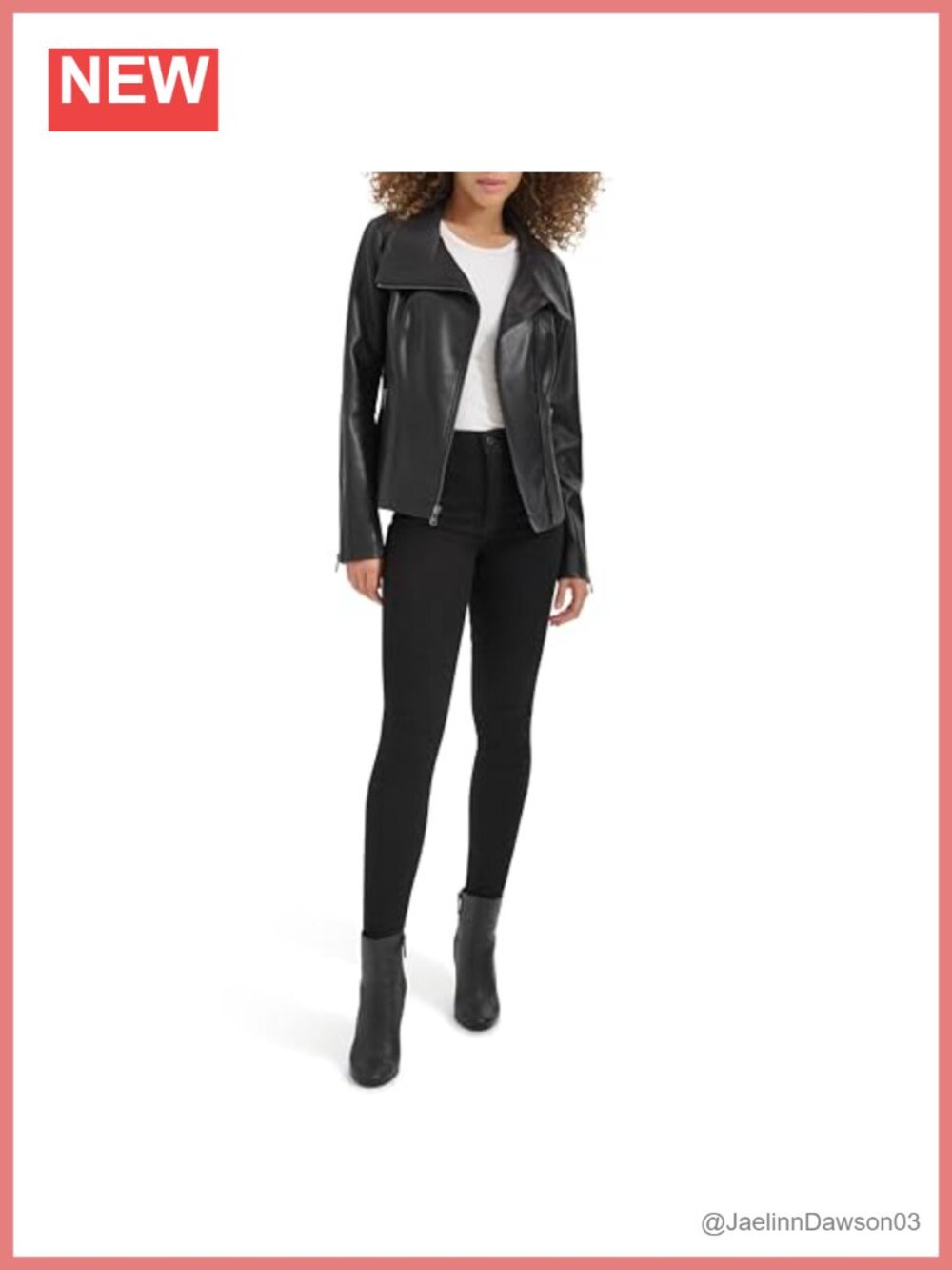 Faux Leather Zip Jacket With Envelope Collar